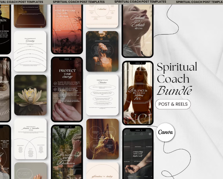 Spiritual Coach Canva Templates | Instagram Reels & Posts Bundle
